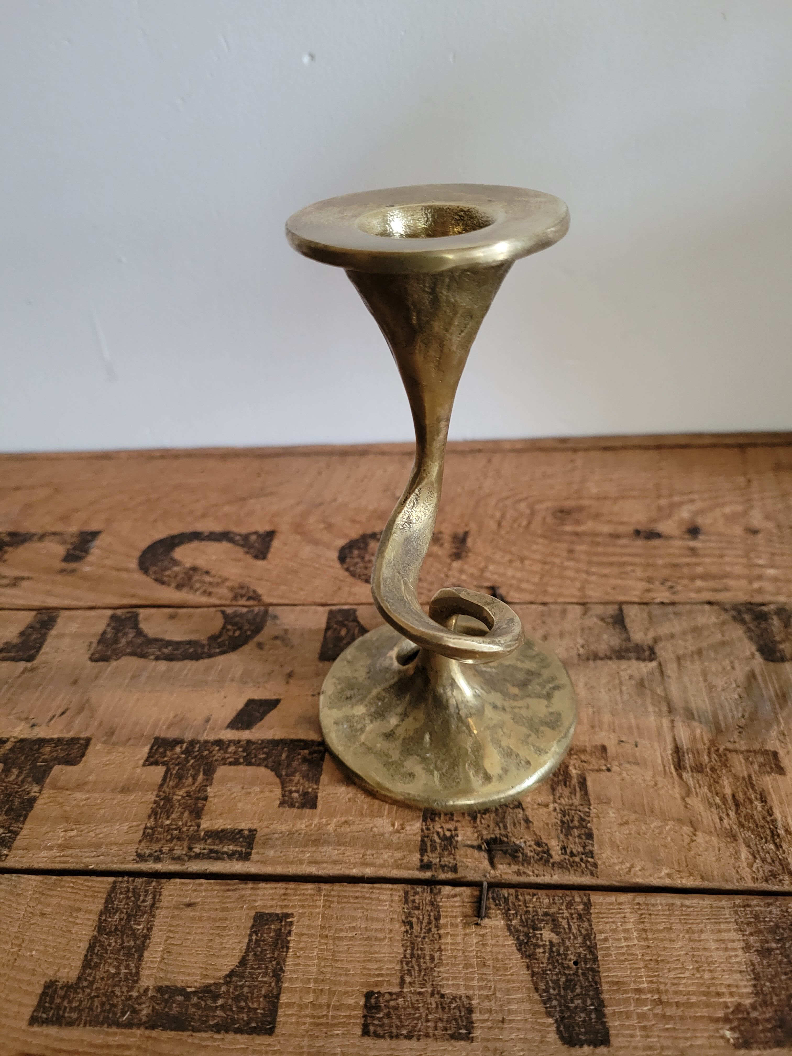 Art Deco bronze snake candle holder