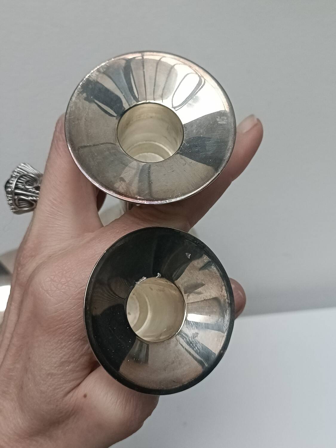 Pair of silver-plated candlesticks