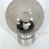 Stilux Milano, Mid-century aluminum and bullicante glass table lamp