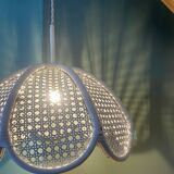 Vintage lampshade suspension in natural material, rattan and cane