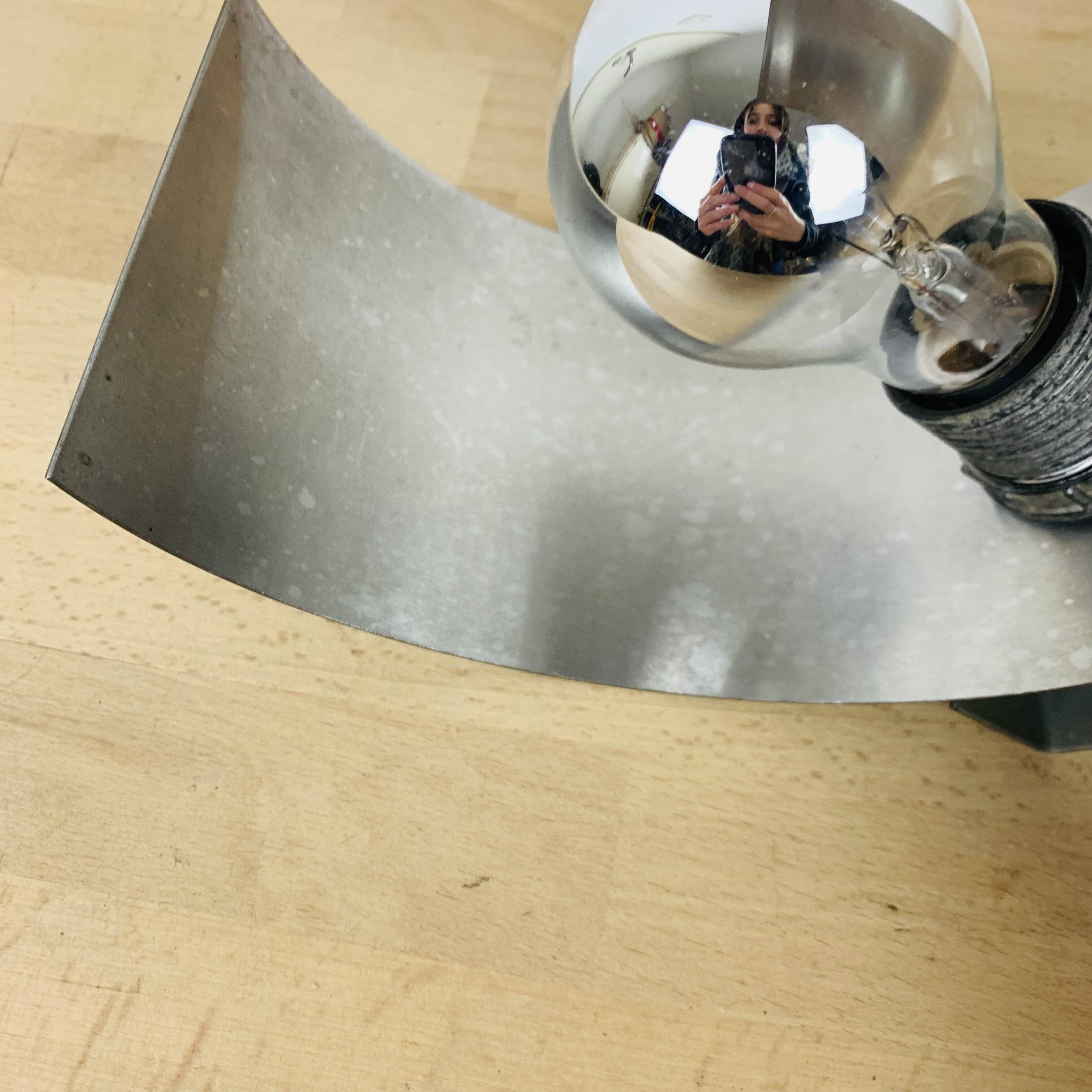 Pair of 70's brushed aluminum space age wall lights