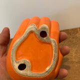 Vintage Orange Ceramic Hand Empty Pocket