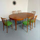 Extendable round teak table French design TV furniture Paris 1960