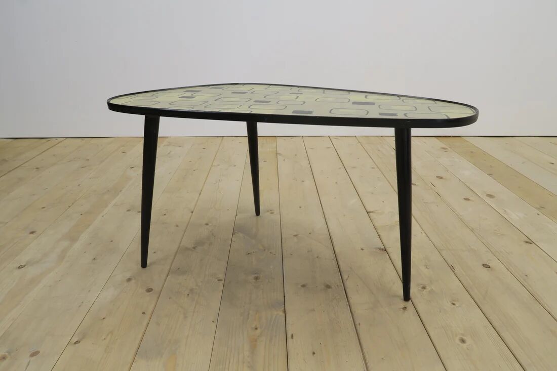 Low mid-century coffee table in formica and wood, Germany 1970.