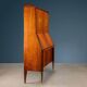 Vintage drop-leaf secretary desk in exotic wood and brass, 1950s.