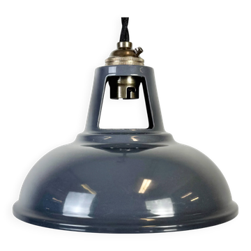 Lampe de plafond vintage industrielle peinte en gris, années 2000