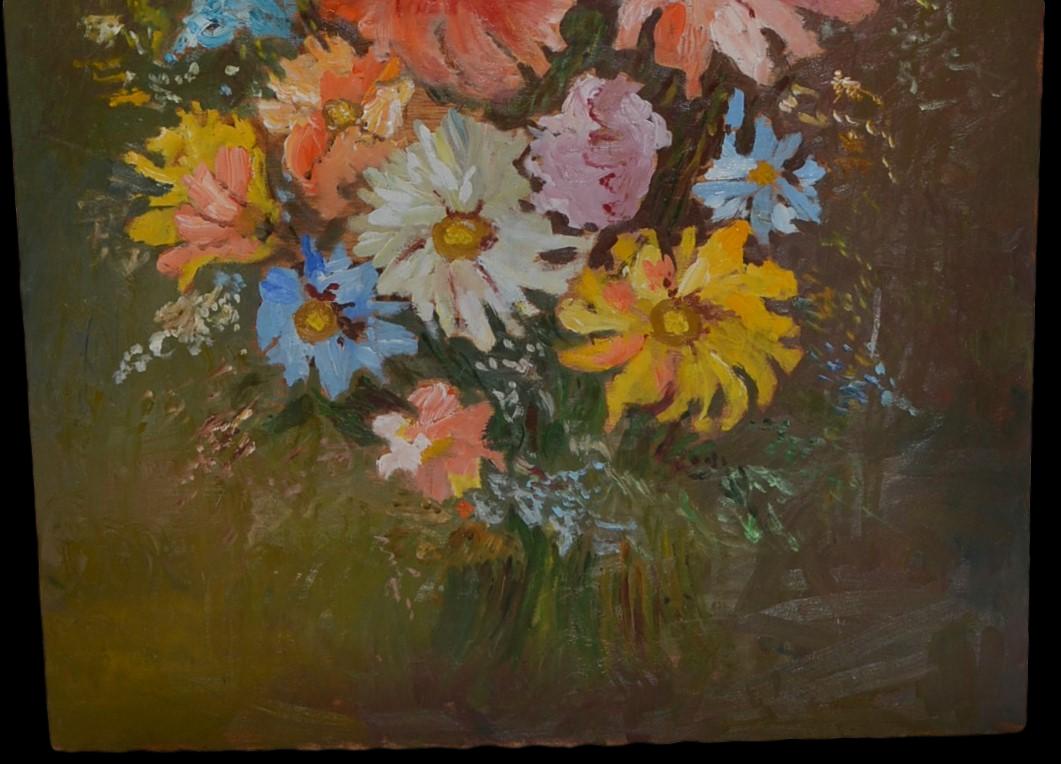 Bouquet of flowers, 92 cm x 60 cm, oil on wood panel, 1975