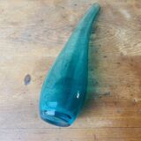 Soliflore vintage en verre bleu vert