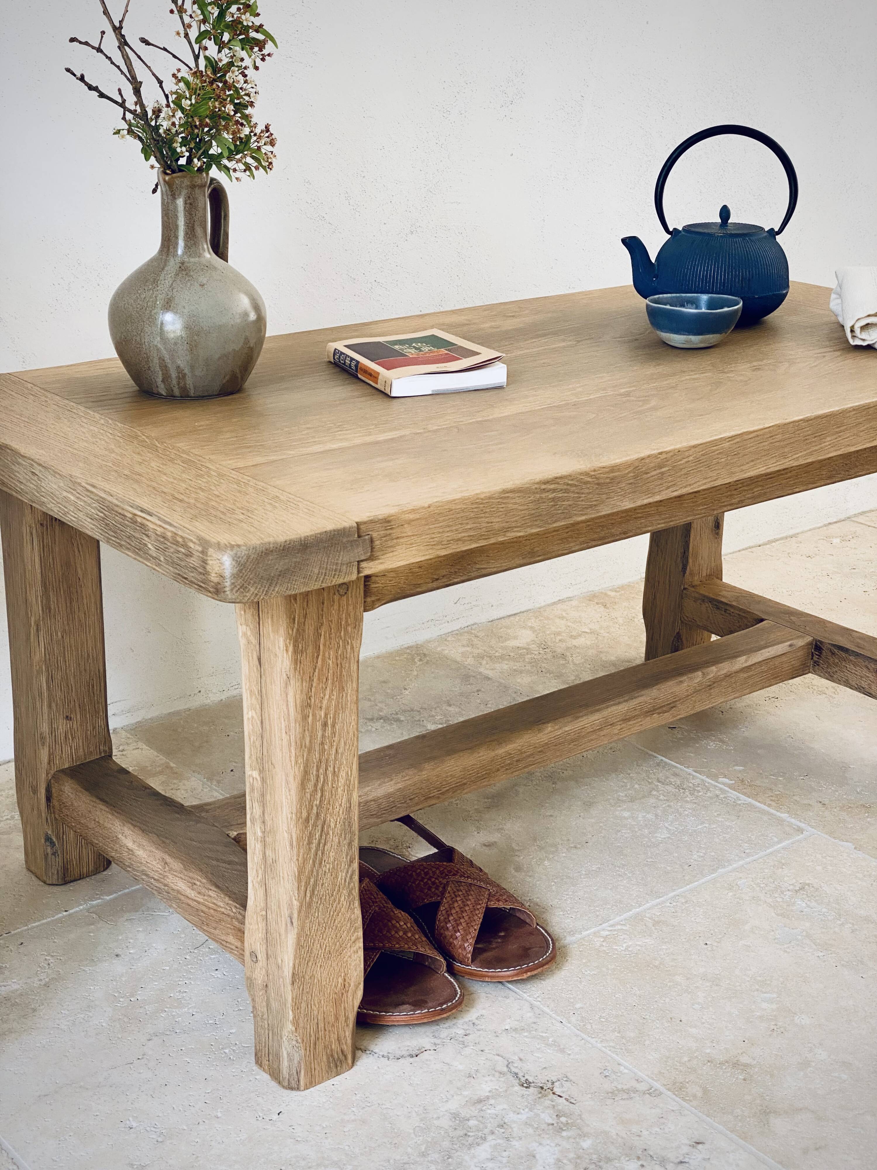 Brutalist coffee table in solid oak