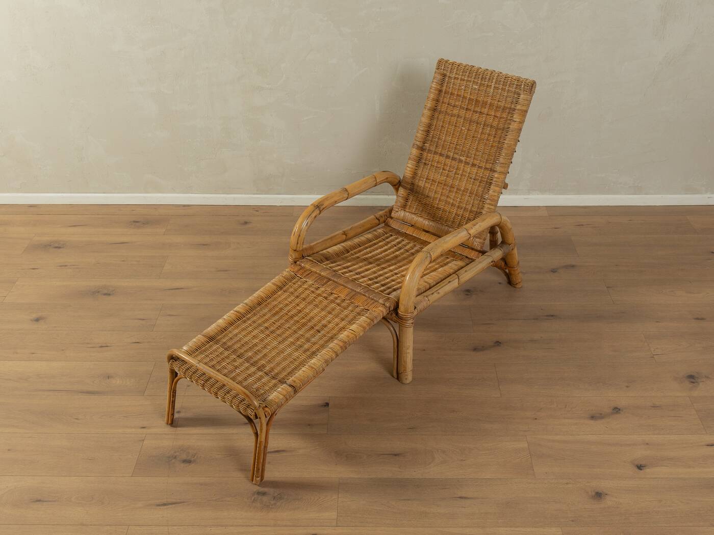 Chaise longue en bambou des années 1960