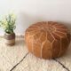 Pouf en cuir naturel du maroc style ottoman