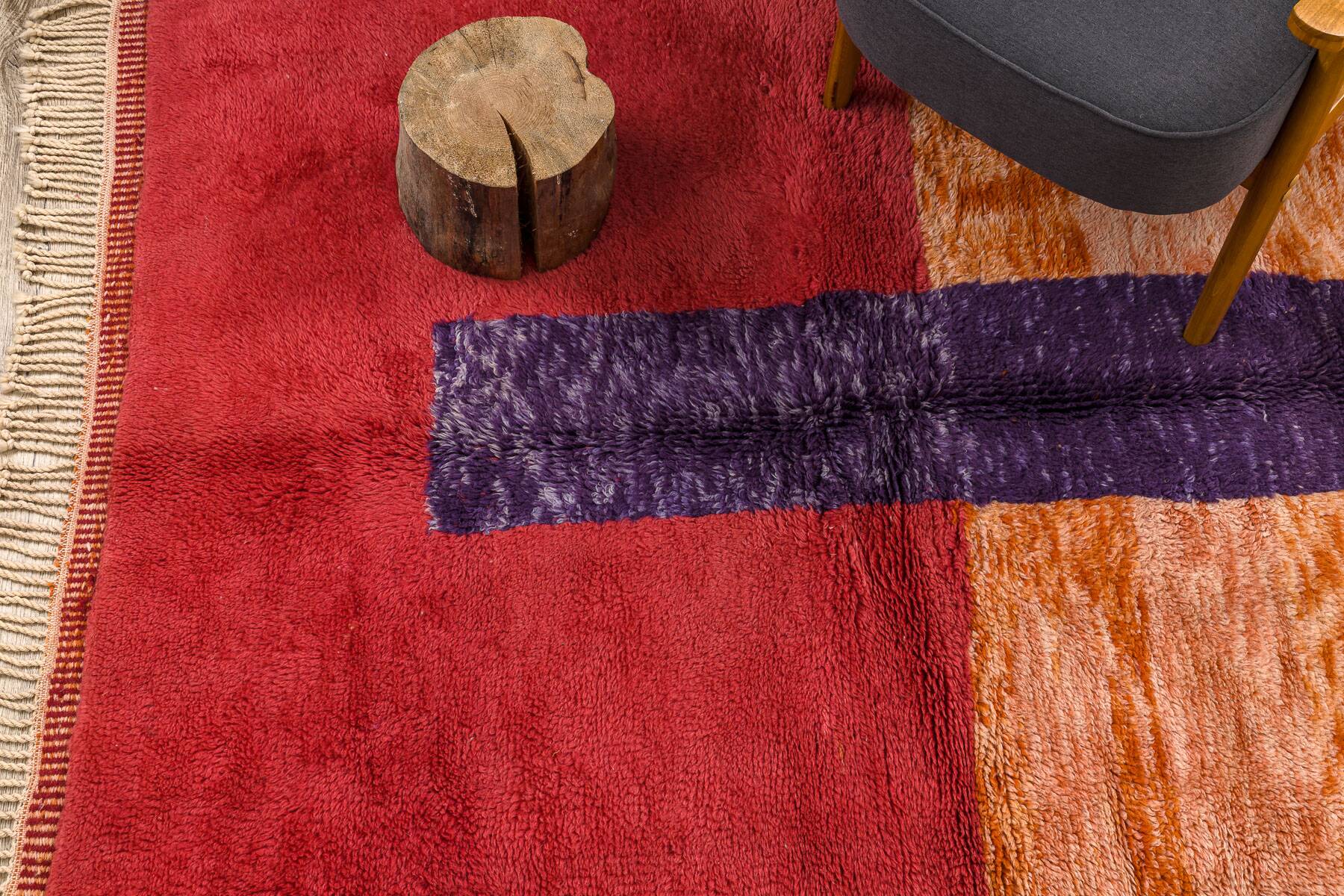 Berber mr4015 beni mrirt handwoven rug from morocco, geometric - red / orange