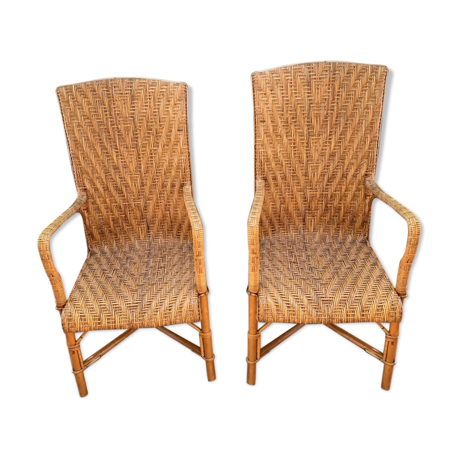 Pair of rattan armchairs