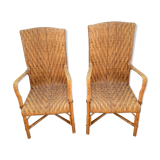Pair of rattan armchairs