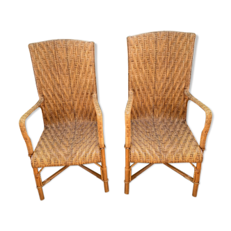 Pair of rattan armchairs