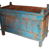 Damchaya blue chest original piece old teak with secrets