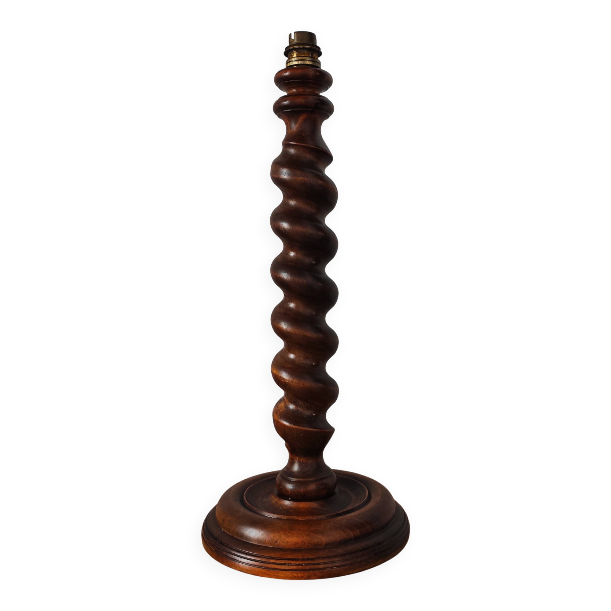 Vintage turned wooden lamp base – France 1950-60