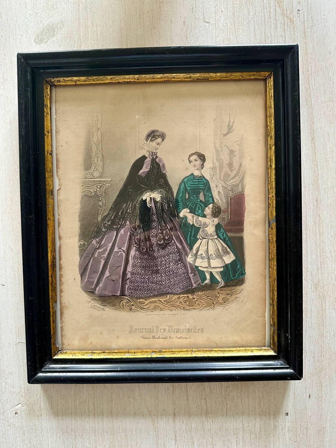 Ancienne, gravure de mode encadrée