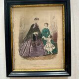 Ancienne, gravure de mode encadrée