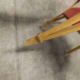 Bow wood armchair by Hugues Steiner 1960 red