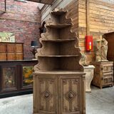 Corner cabinet in oak, late 19th century.