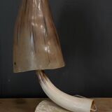 1970 horn lamp with brutalist lampshade