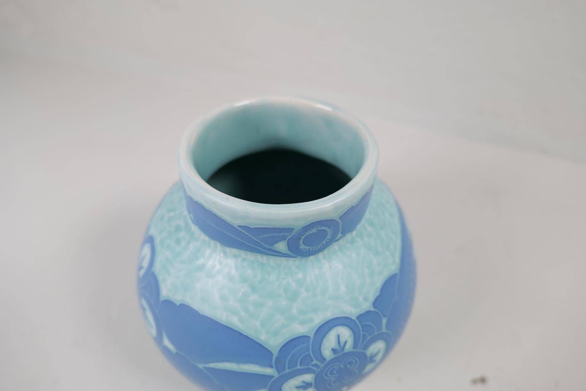Vase Art Déco Gustavsberg Sgraffito Josef Ekberg, Suède, 1922