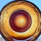 4 amber textured glass bowls