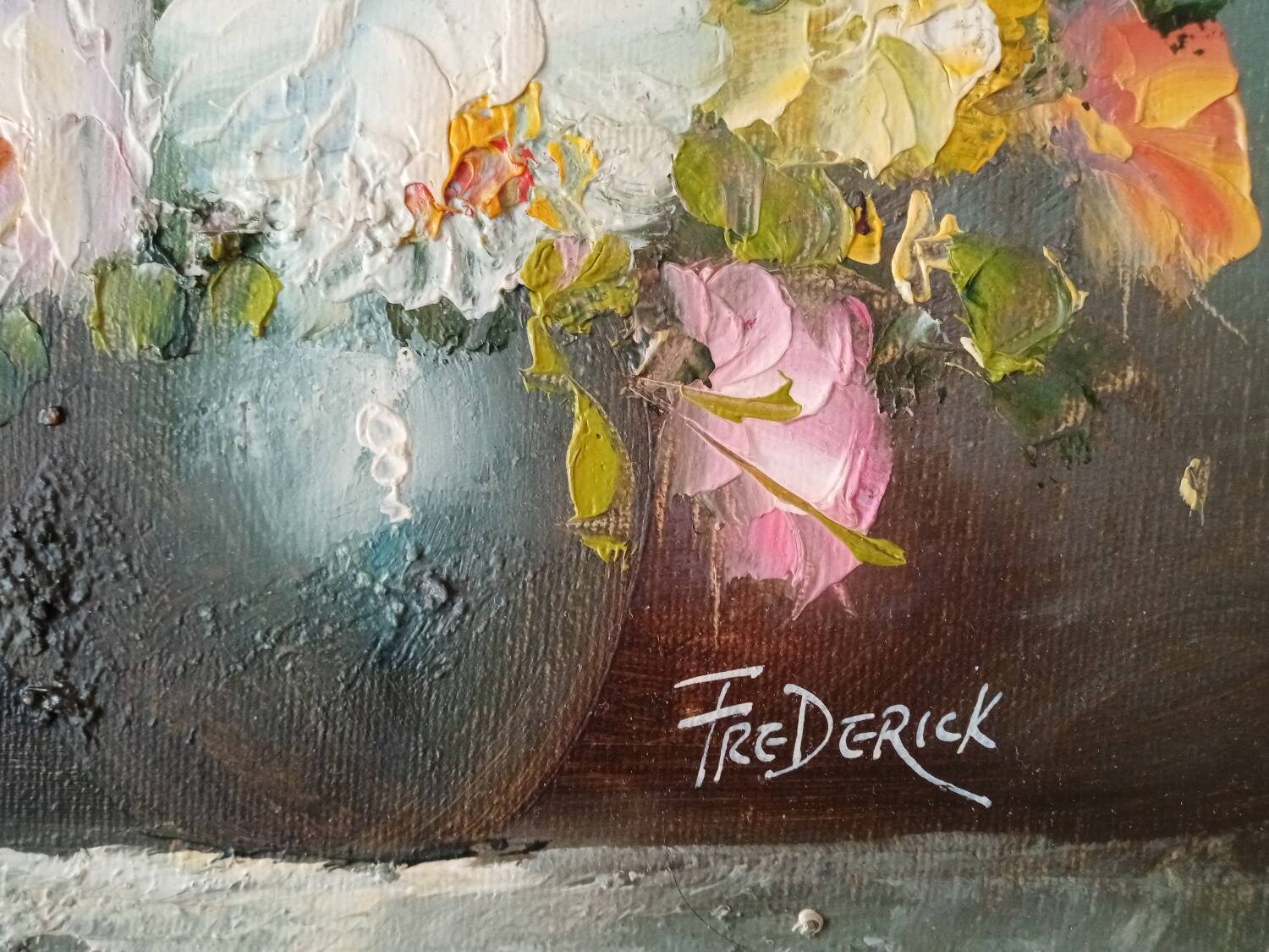 Signed floral painting