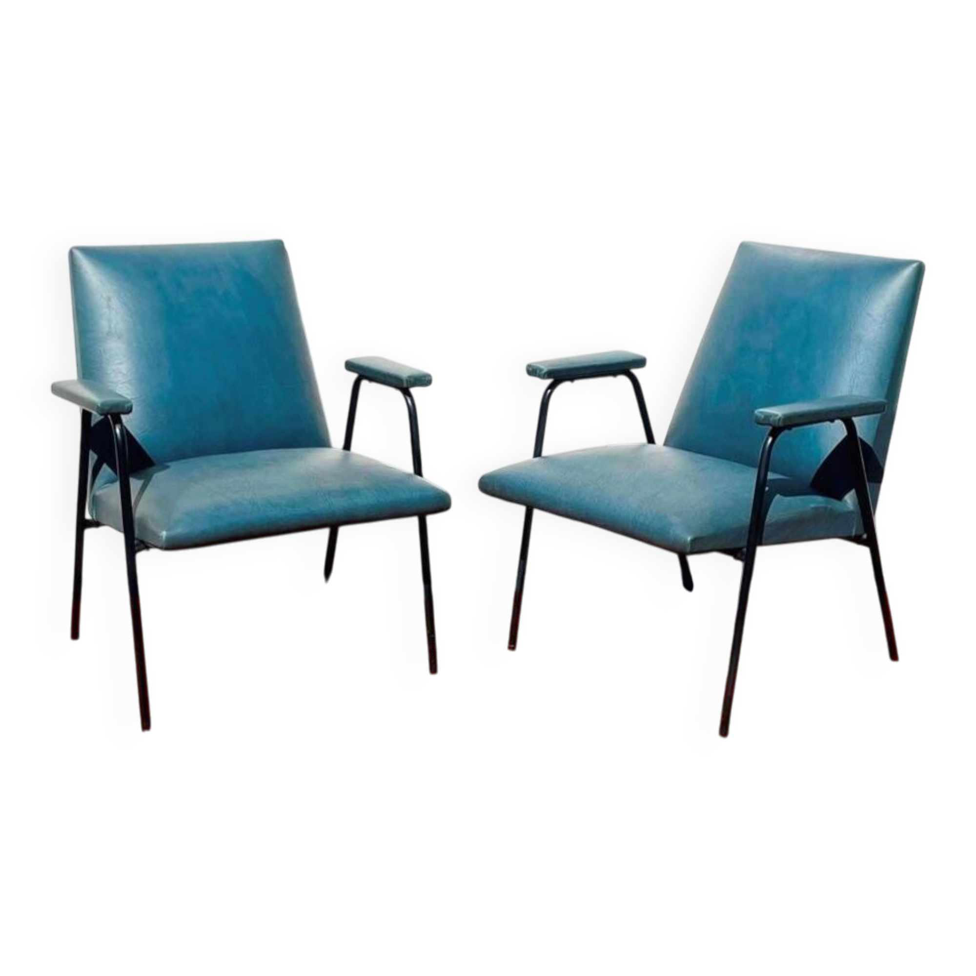 Pair of armchairs model Robert by Pierre Guariche for Meurop. Vintage 60s.