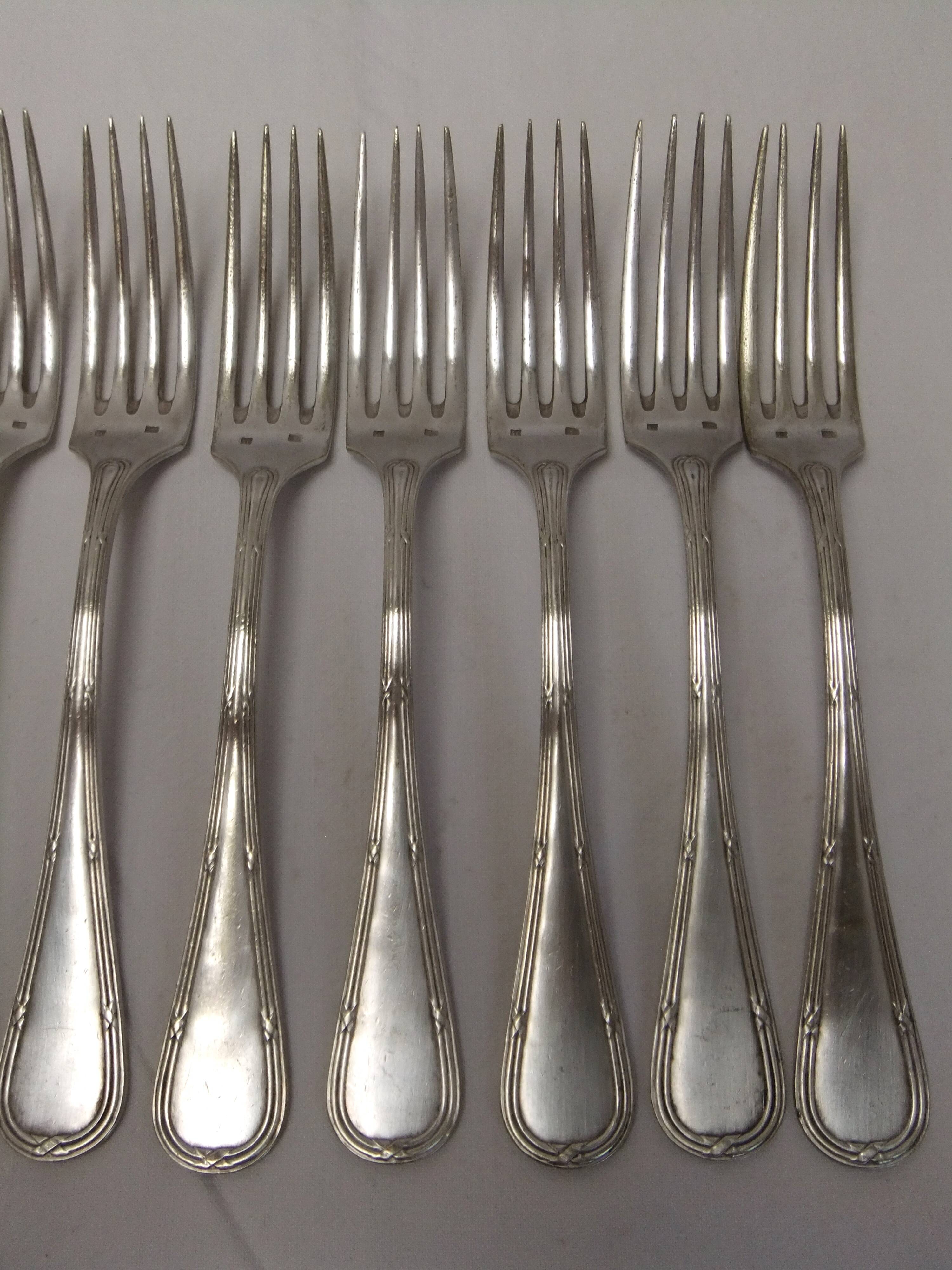 Old Louis XVI service fork with mesh ribbon