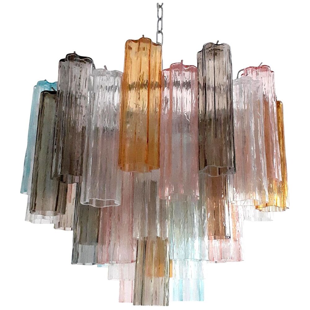 Multicolor “tronchi” murano glass chandelier