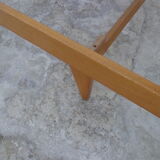 Bed wood and rattan wineing Louis Sognot of the 50s with his articulated box spring