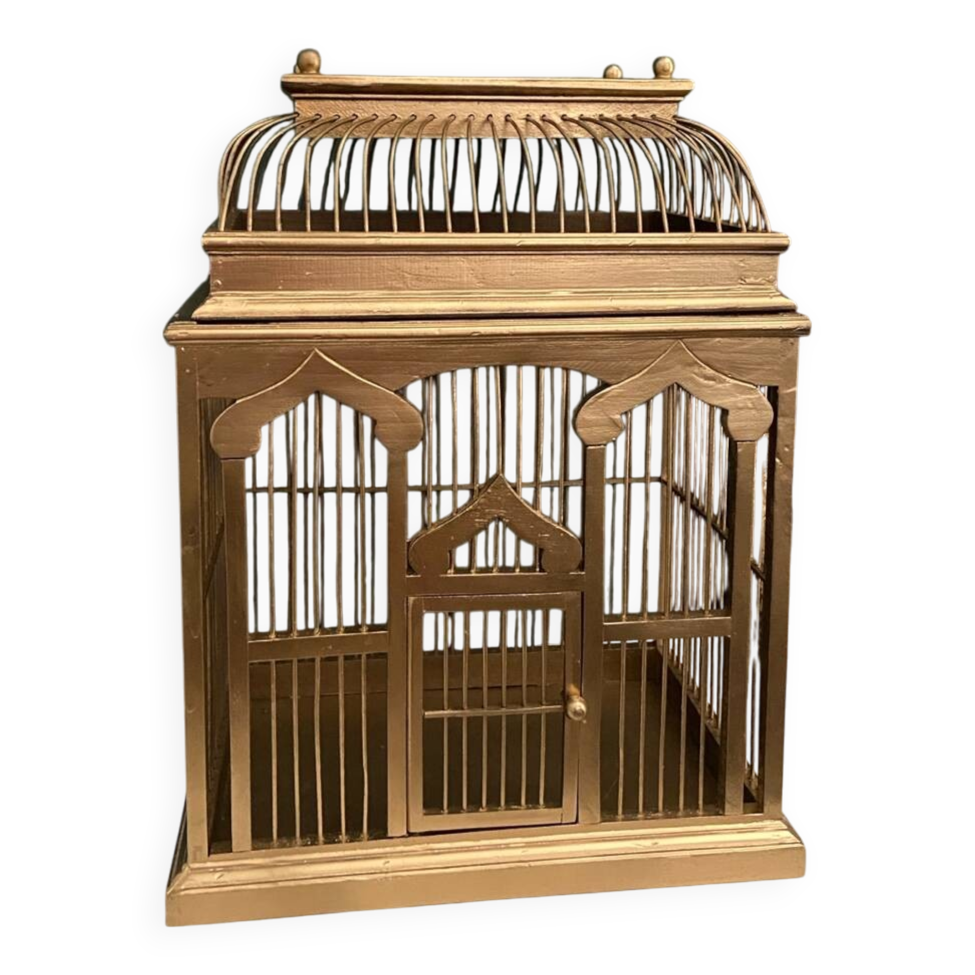 Cage à oiseaux vintage doré Colonial