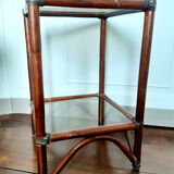 Rattan shelf and smoked glass 1970