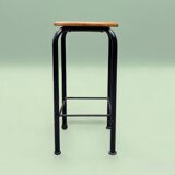 Vintage industrial stool in wood and metal