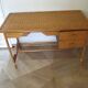 desk - wood-bamboo and woven wicker rattan - 2 drawers - large top - 80