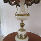 Grande lampe ancienne en albâtre et bronze