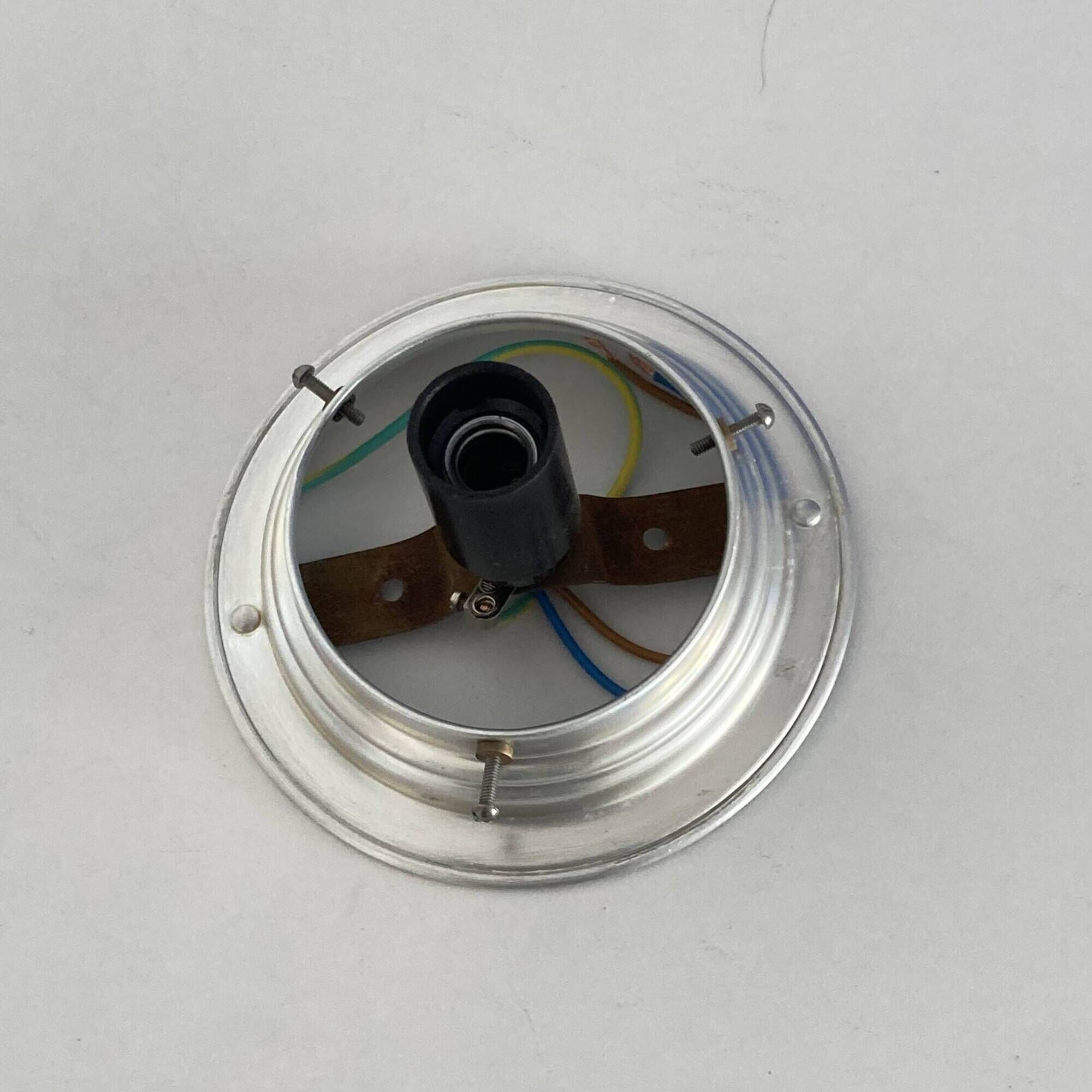 Old globe in opaline vintage wall or ceiling light diameter 15 cm and aluminum base LAMP-7127