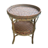 Round old rattan pedestal table