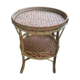 Round old rattan pedestal table