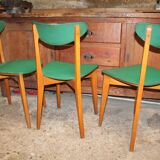 Set of three green vintage chairs