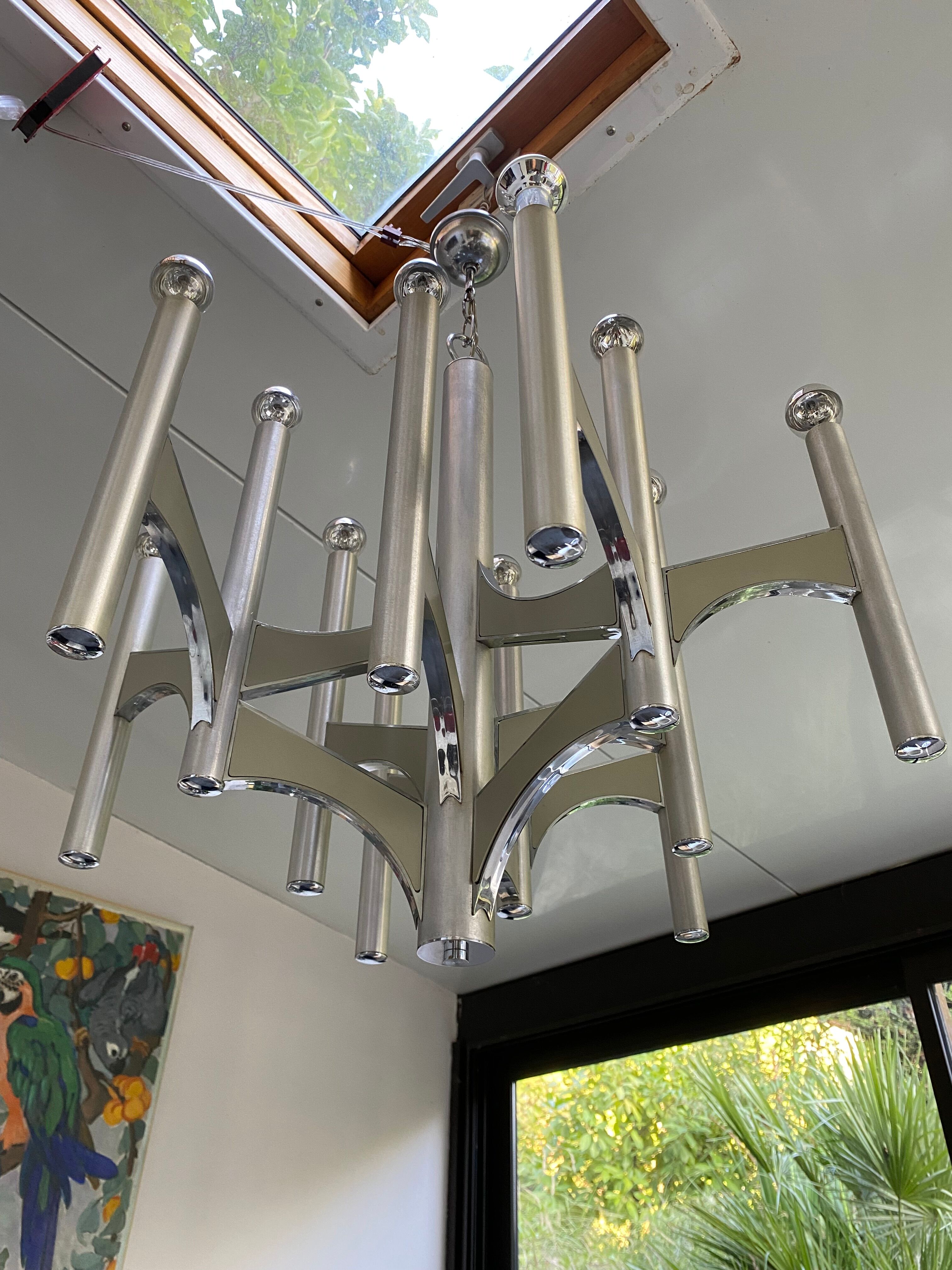 Chandelier "Concorde" 12 fires by Gaetano Sciolari, 1960.