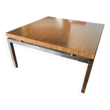 Coffee table chrome base and teak top from the 70s