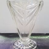 Old art deco vase transparent molded glass vintage decoration
