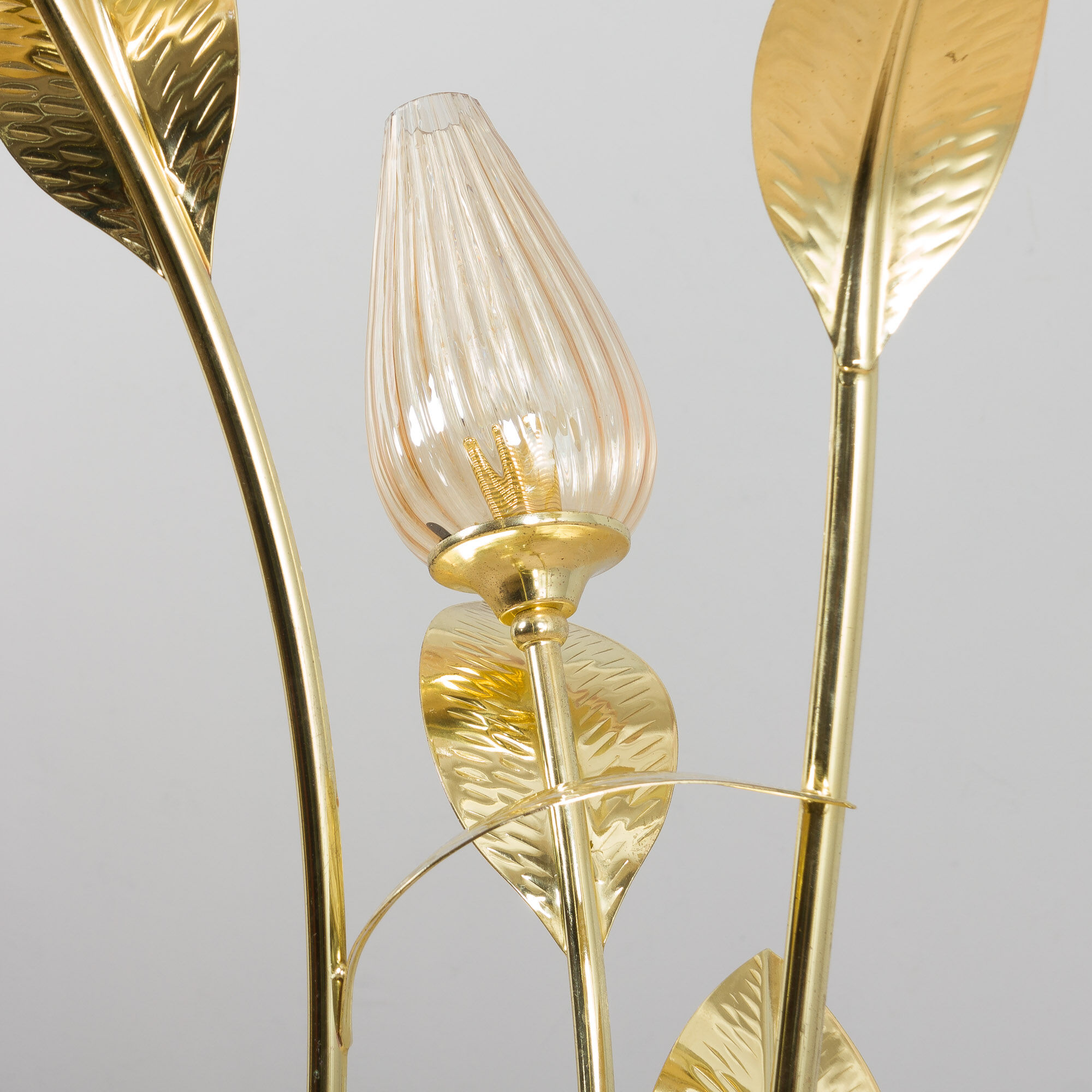 Italian floral brass floor lamp, 1970-80s