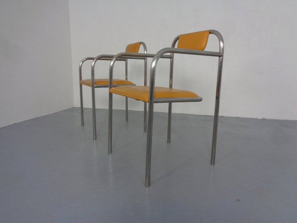 Set of Minimalist Tubular Steel Armchairs by Thomas Wendtland, 1970s