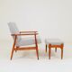 Fauteuil & Repose-pieds tissu cotton rayé