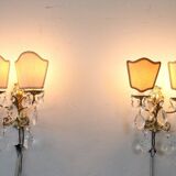 Sconces In Gilded Bronze And Crystal, 1980s, Set Of 2