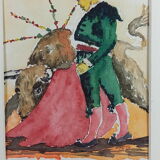 Watercolor "bullfighting"